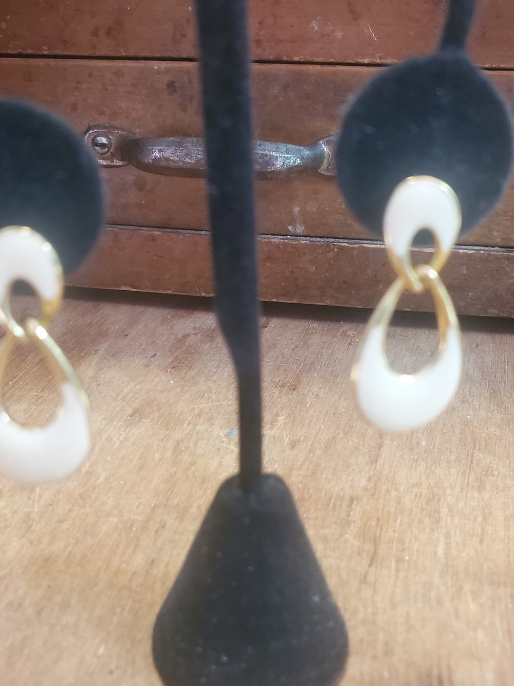 White and Gold Drop Earrings - Women's Jewelry